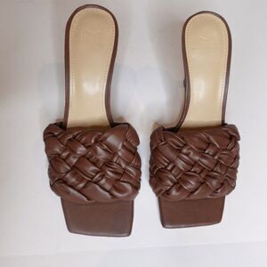 Marc Fisher Draya Heeled Sandal braided Brown Women's Size 8 New